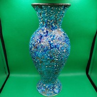 Rare collector's bod éva türkiz blue cracked glazed ceramic vase 31 cm