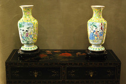 Antique Chinese vases with ebony holders