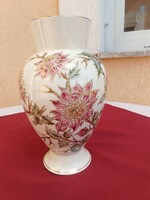 Zsolnay nagy méretű gyönyörű kézzel festett,virágmintás,galléros váza,26 cm,Ritka forma,,Hibátlan,,