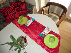 Table center runner tablecloth red silk approx. 150 cm