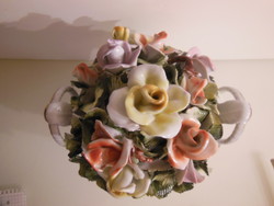 VIRÁG - PORCELÁN - 1, 15 kg - JELZETT  - 22 x 18 cm - ANTIK - GYÖNYÖRŰ - HIBÁTLAN