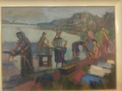Doór Ferenc (1918-2015) Mosó nők a Duna parton