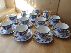 Winterling Bavarian onion pattern porcelain cup sets + pourers + sugar bowl
