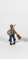 Ezüst miniatűr zenélő bohóc - hegedűvel