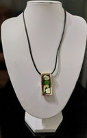 Fire enamel pendant with silicone chain!