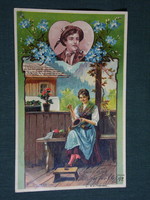 Képeslap,Osztrák Magyar,E.Döcker. Jun, artist,litho,romantika,népviselet, 1902