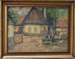 Ismeretlen festő (20.sz.közepe) : Gémeskút a faluban