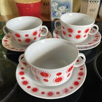 3 db Alföldi porcelán napocskás leveses csésze + alj