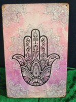 Fathima keze - Hamsa dekorációs  Vintage fém tábla ÚJ! (38-7375)