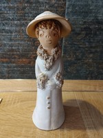 Antalfiné Szente Katalin ceramic lady with a hat 22 cm