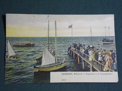 Postcard, poland, świnoujście, swinemünde, motorboote u. Sailboat a. D. Landungsbrücke, 1908