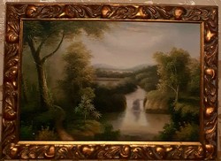 Landscape with gilded wooden frame 35x25