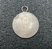 Ezüst 1 Koronás Pénz Medál Az 1900-s Éveből.