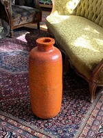 Pesthidegkúti extra large orange retro ceramic floor vase 65 cm
