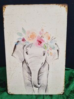 Indian Small Elephant Vintage Metal Sign New! (41-7388)