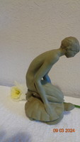 A boy kneeling on a turtle, a nice sculpture by József Kempfel, 21 cm, in good condition!