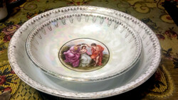 2 Antique Bohemian thick porcelain deep serving bowls - art&decoration