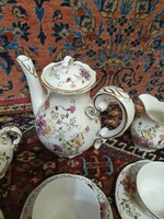 Zsolnay hand-painted butterfly coffee and mocha set in perfect condition. 6 Personal.