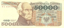 50000 Zloty zlotych 1989 Poland 2.