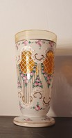 Zománc festett talpas üveg pohár (feltehetően 19. sz. végéről)