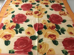 French Christian Bernard silk scarf with huge roses, 87 x 90 cm