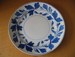 Antique blue leaf garland English ceramic plate with rooster sign