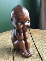 Old italian alberto lena kewpie brown wooden doll figure