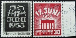 BB110-1(sz)p / Németország - Berlin 1953 Népfelkelés Június 17 bélyegsor pecsételt egyik ívszéli
