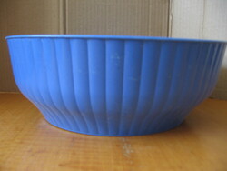 Blue ribbed plastic bowl 26 cm