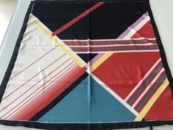 Vintage olasz kendő színes, absztrakt mintával, 77 x 76 cm