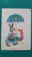 Old Easter postcard - drawing: Zsuzsa Demjén, ran