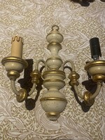 2 wooden white gold old wall arm, lamp