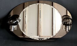 Art deco Muránói búrás króm lámpás fali tükör ALKUDHATÓ Italian  1970 design
