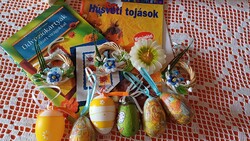 Fonott kosárka,  húsvéti kellékek