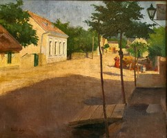 Gyula Glatter (1886 - 1927): sunny street (Szolnok?)
