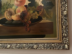 Olajfestmény: Szepesi Andor gyümölcs csendélete szignóval, szép keretben