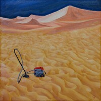 Szürrealista festmény, Porszívó a sivatagban.