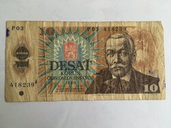 10 korun/ korona Csehszlovákia bankjegy eladó
