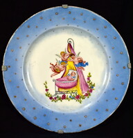 In the company of little angels ... Marked antique French wall porcelain bowl