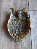 Sumptuous antique copper owl serving bowl (13.7x8.8x2.6 cm)