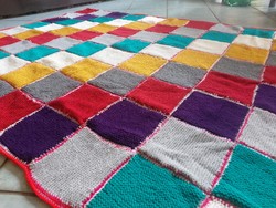 Szép, színes, kötött kézimunka takaró, kanapé takaró 170 x 120 cm