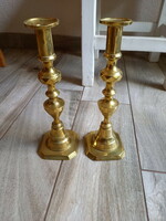 Beautiful pair of antique copper candle holders (25.5 cm)