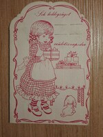 Birthday greeting card - retro postcard - postage clean