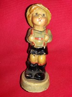 Antique marked ceramic figurine hummel copy of a young man in apple harvest with putton 12 x 4 cm