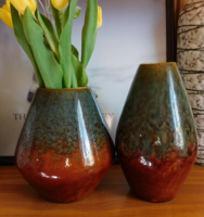 Kispest Gránit vázacsalád mézbarna/zöld mázzal 24 cm
