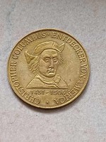Columbus, Amerika felfedezője" kétoldalas bronz emlékérem (30mm)