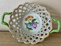 2 Herend openwork colorful flower baskets 20.5cm and 9cm