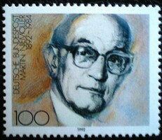 N1584 / Germany 1992 martin niemöller stamp postal clerk