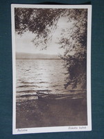Postcard, balaton, evening atmosphere, landscape, boat, sunset, 1928