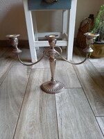 Impressive old three-pronged silver-plated candle holder (28x38.5x10.1 cm)